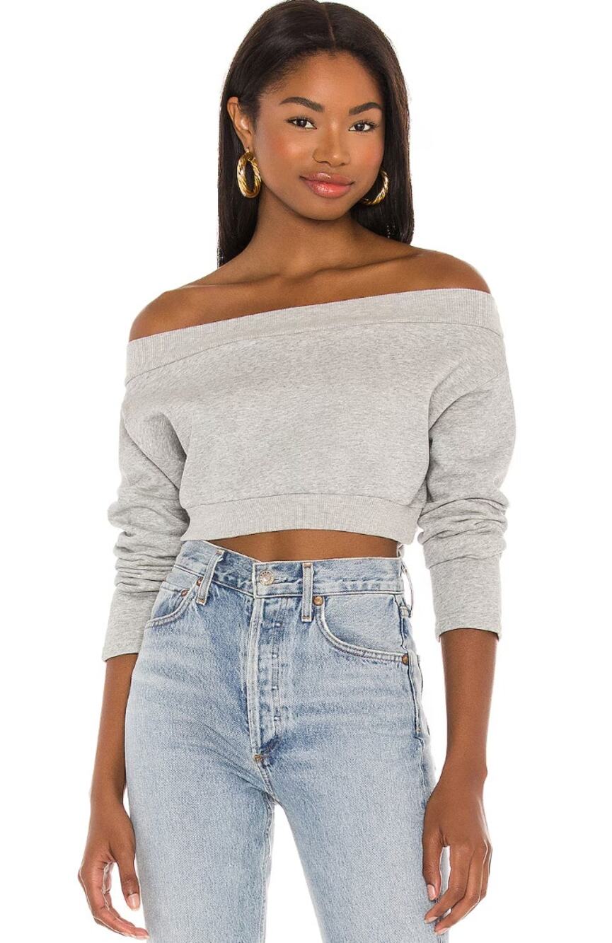 Majorelle Martine Sweater Sweatshirt Cropped Off Shoulder Balletcore Gray Small